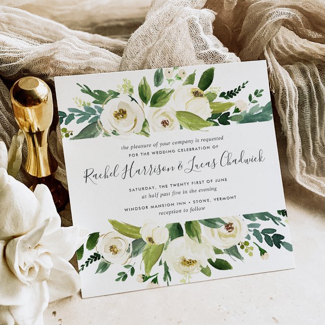 Alabaster Floral Wedding Invitation | Square (Creator Uploaded)
