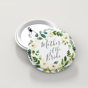 Alabaster Floral Wreath Mother of the Bride 6 Cm Round Badge