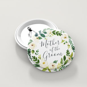 Alabaster Floral Wreath Mother of the Groom 6 Cm Round Badge