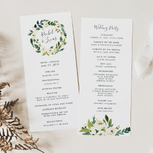 Alabaster Floral Wreath Wedding Ceremony Program Programme