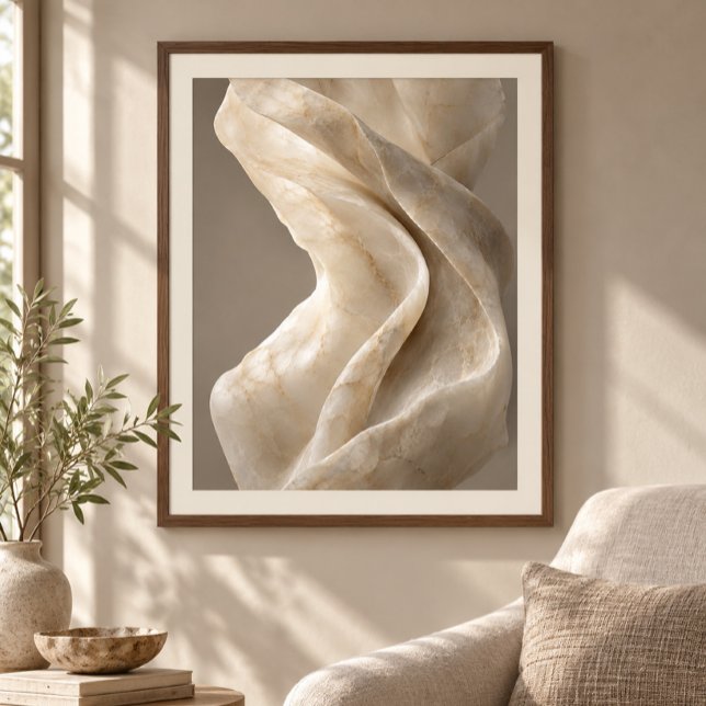 Alabaster Fold Art Print (Styled display of Alabaster Fold Art Print. Frame, mat and furnishings shown for illustration; select framing options separately.)
