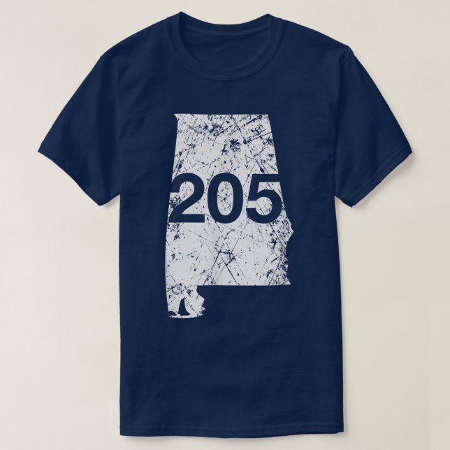 Alabaster Hoover Birmingham Area Code 205 , Alabam T-Shirt (Design Front)
