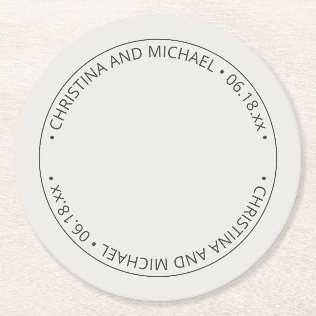 Alabaster • Simple Wedding Round Paper Coaster (Front)