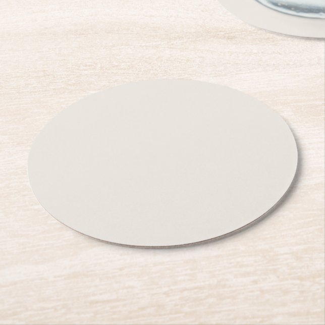 Alabaster Solid Colour Customise It Round Paper Coaster (Angled)