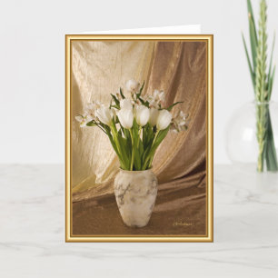 Alabaster vase with tulips card