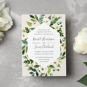 Alabaster White Floral Frame Wedding Invitation