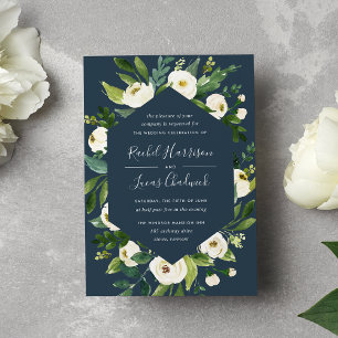 Alabaster White Floral Frame Wedding Invitation