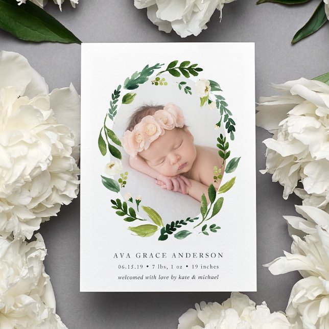 Alabaster Wreath Birth Announcement (Creator Uploaded)
