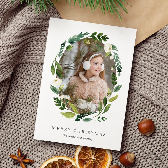 Alabaster Wreath Holiday Photo Card (Creator Uploaded)