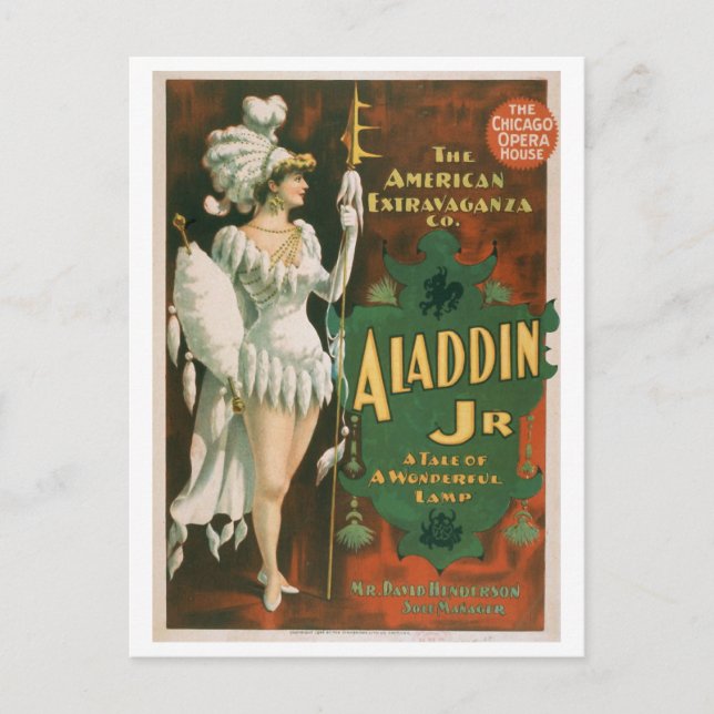 "Aladdin Jr" Vintage Theater Postcard (Front)