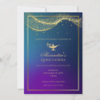 Aladdin Quinceanera Birthday Invitation Magic Lamp