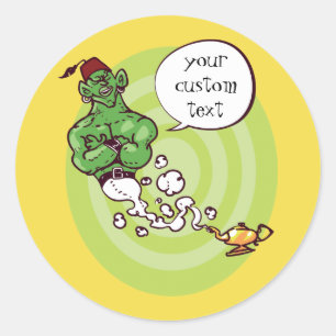 aladdin's genie of the lamp cartoon classic round sticker