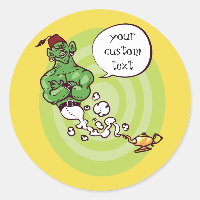 aladdin's genie of the lamp cartoon classic round sticker (Front)