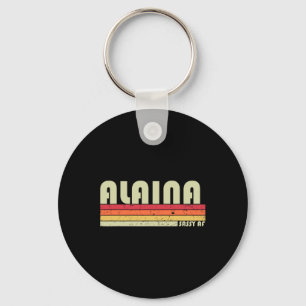 Alaina Gift Name Personalised Retro Vintage 80s 90 Key Ring