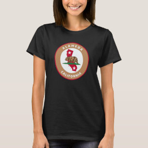 Alameda California CA Flag and Bear Badge Souvenir T-Shirt