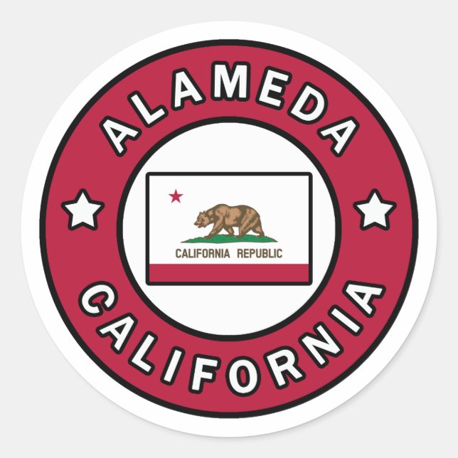 Alameda California Classic Round Sticker (Front)