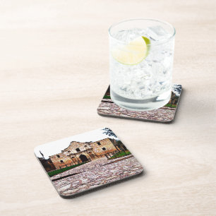 Alamo Hard Plastic coasters w cork back - set of 6