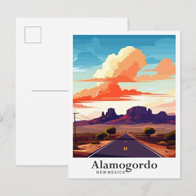 Alamogordo New Mexico Vintage Travel Illustration Postcard (Front/Back)