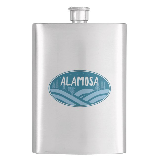 Alamosa Colorado Outdoors Hip Flask (Front)