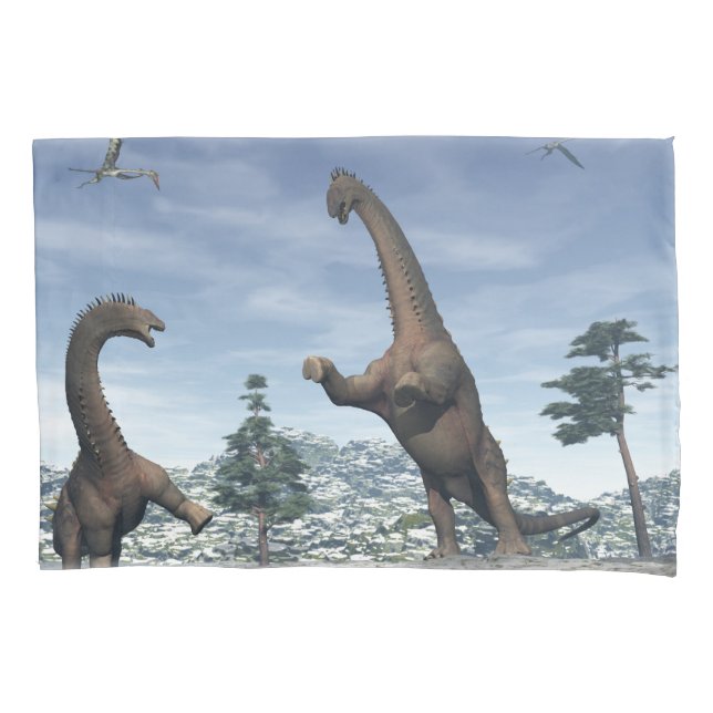Alamosaurus dinosaurs fight - 3D render Pillowcase (Front)