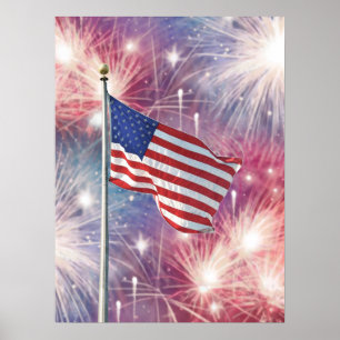Alan Giana "Flag and Fireworks" Poster