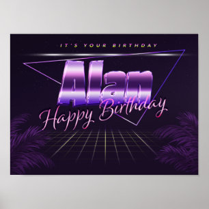 Alan Name Vorname lila retro Poster Geburtstag