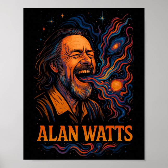 Alan Watts Laugh Galaxy Universe Psychedelic Art P Poster (Front)