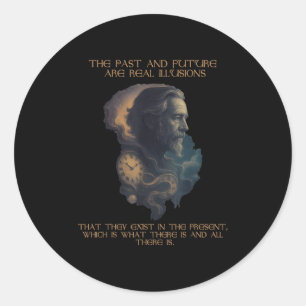 Alan Watts Quote Time Illusion Clock Cosmic Mind  Classic Round Sticker