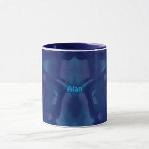 ALAN ~ Zany 3D Fractal ~ Shades of Blue Mug