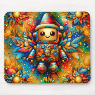 ALAN ~ Zany ROBOT Christmas Mouse Pad