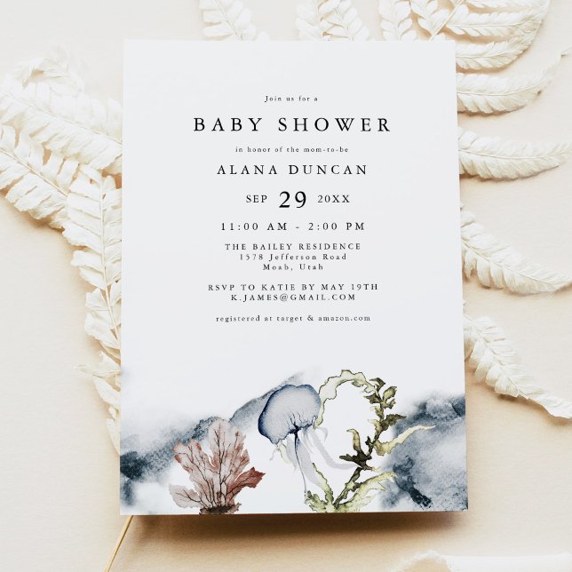 ALANA Tropical Ocean Coral Beach Baby Shower Invitation (Creator Uploaded)