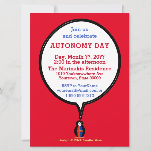 Åland Autonomy Day Pride Personalised Gift Invitation (Front)