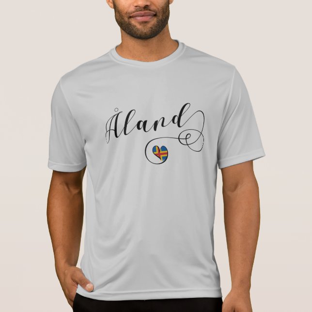 Åland Heart Flag, Aland Islands, Finland T-Shirt (Front)