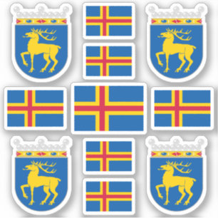 Åland Island symbols / coat of arms and flag