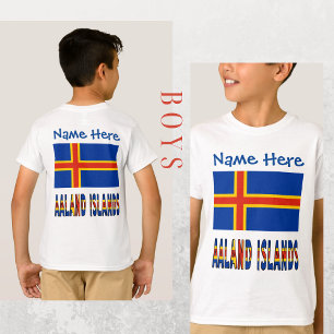 Åland Islands Ålander Flag Blue Personalisation T-Shirt