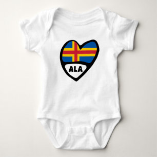 Åland Islands Country Code Flag Heart Baby Bodysuit
