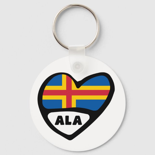 Åland Islands Country Code Flag Heart Keyring ALA (Front)