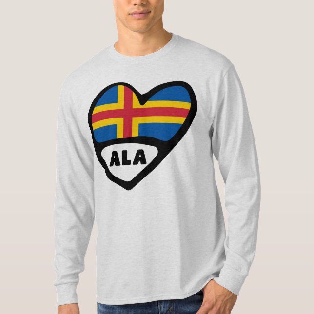 Åland Islands Country Code Flag Heart T-Shirt (Front)