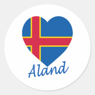 Aland Islands Flag Heart Classic Round Sticker