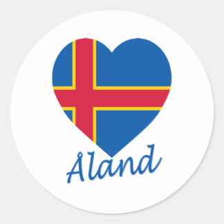Aland Islands Flag Heart Classic Round Sticker