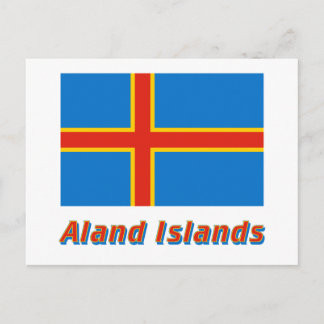 Aland Islands Flag with Name Postcard