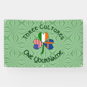 Åland Islands Ireland USA Shamrock Personalised  Banner