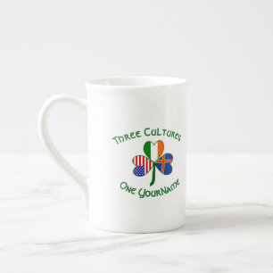 Åland Islands Ireland USA Shamrock Personalised Bone China Mug
