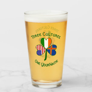 Åland Islands Ireland USA Shamrock Personalised  Glass