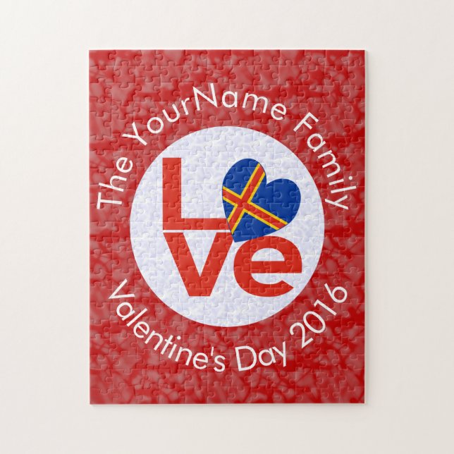 Åland Islands Red Letter LOVE Flag Personalised  Jigsaw Puzzle (Vertical)