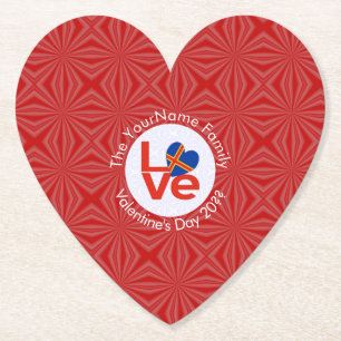 Åland Islands Red Letter LOVE Flag Personalised  Paper Coaster