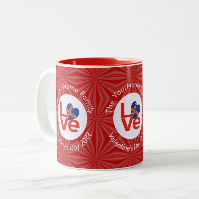 Åland Islands Red Letter LOVE Flag Personalised  Two-Tone Coffee Mug (Front Left)