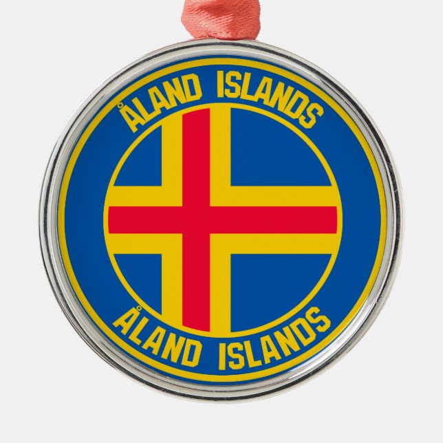 Åland Islands Round Emblem Metal Tree Decoration (Front)