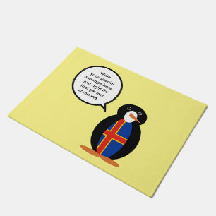 Åland Islands Talking Ms Penguin Personalised Doormat