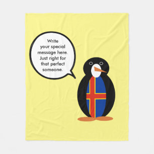 Åland Islands Talking Ms Penguin Personalised  Fleece Blanket